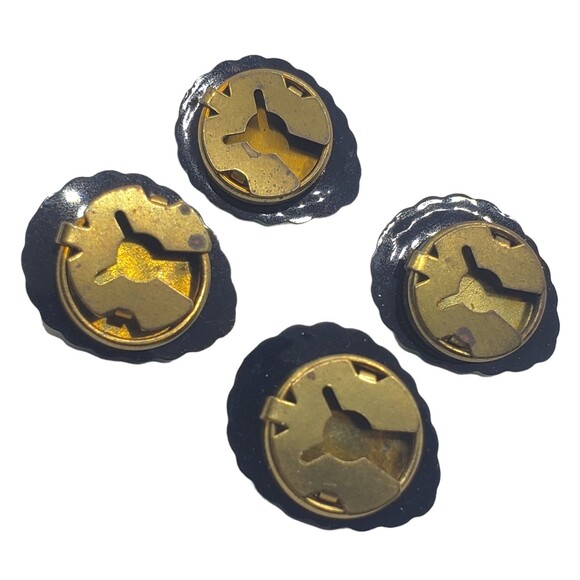 Vintage Green Teardrop Gold Tone Rope Edge Button Covers Art Deco Design - Picture 2 of 5